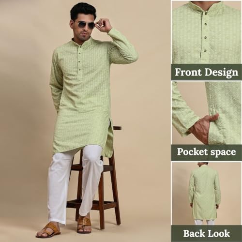 Image of Pro-Ethic Style Developer Mens Indian Traditional Cotton Kurta Sets, Men Kurta Set Indian Wedding Dress (A-117)