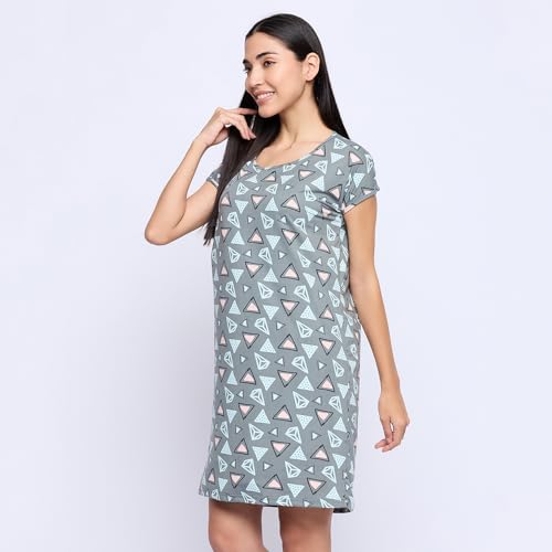 Image of CAMEY Printed Knee Length Nighty|Loungewear|Nightwear|Sleepwear|Home Wear Short Nighty for Women