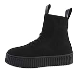  Ital Design Damenschuhe Freizeitschuhe Sneakers High, 28666-, Synthetik, Schwarz, Gr. 38