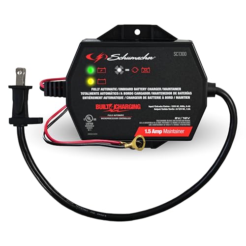 Schumacher Electric 1.5A Car Battery Charger and Maintainer, 3-in-1...