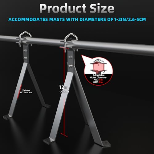 Image of 12 inch Heavy-Duty Antenna Mount Bracket, Adjustable Antenna Mast Mount, Waterproof Wall Mount Pair for TV Antenna Mast with 2 Brackets (Tripod & Y-Brackets)