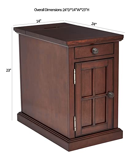Ball & Cast Traditional End Table With Charging Station Chair Side Table With Usb Ports & Outlets, Dark Brown #TOP2