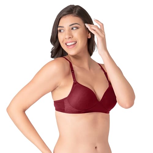 Image of Komli - Heavily Padded Push-Up Bra - Cotton Rich - Balconette - 3 /4th Coverage, Seamless, Wireless, Multiway Straps - T-Shirt Bra