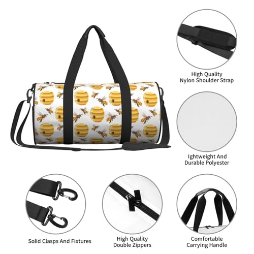 Large Duffle Bag for Travel - Beehives Honey Bees Cute Gym Bag for Women Men, Foldable Travel Bags for Women Men with Zippered Multiple Pockets3
