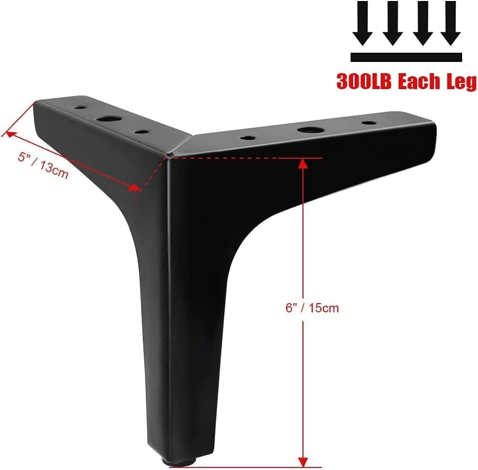 Odluzy Metal Furniture Legs Set of 4, Modern Table Legs Metal Triangle Furniture Feet, Sofa Foot Couch Legs Replacement for Sofa, Chair, Couch, Ottoman, Cupboard (15cm / 6 Inch)