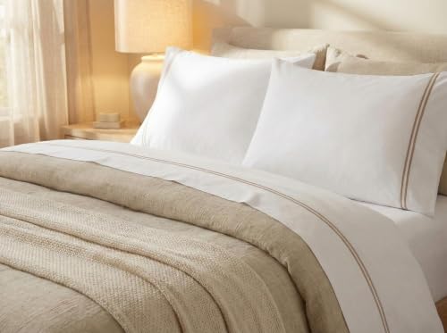 Image of Bedsheet Set | GOTS Certified 100% Organic Cotton Percale | 200 TC | Breathable & Skin-Friendly (King, Dune On White)