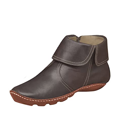 Generisch Botas cortas de piel sintética para mujer, botines de piel sintética, zapatos planos, para el tiempo libre, para el trabajo, para montar a caballo, botas de trabajo, botas de senderismo