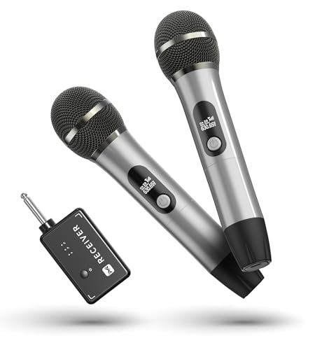 Wireless Microphones, Wireless Microphone with One-to-One Chip Connection, 40H Duration, 200 FT Distance Receiving, Semi-Metallic tube Microphone for Singing, Video Recording, YouTube, Home Party