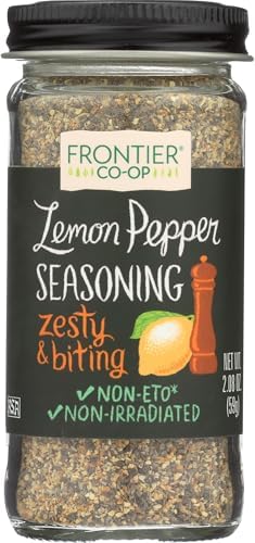 Frontier Co-op Seasoning Blends, Salt-Free Lemon Pepper, 2.08-Ounce Bottle