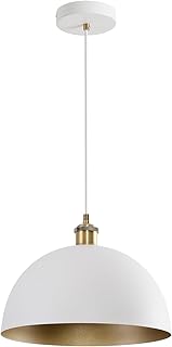 Vintage White and Gold Pendant Light Fixture 11.81‘’ Rustic Farmhouse Pe...