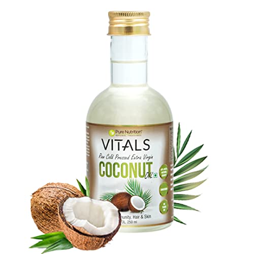 Image of Pure Nutrition Naturals Virgin Coconut Oil 500Ml (250Ml X 2 Pet Bottles)|Cold Pressed & Unrefined, Extracted From A1 Grade Coconut Milk|For Hair Growth, Skin, Baby Massage & Cooking, Reduce Hair-Fall
