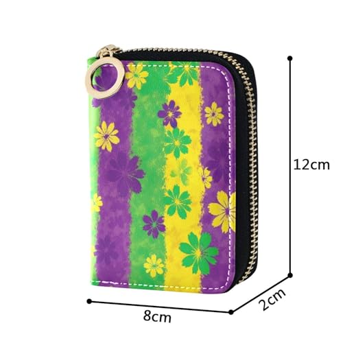 Cute Card Holder Wallets RFID Blocking Womens Wallet Leather Zip Around Mens Wallet with Coin Pocket Colorful Floral Green Purple Yellow3