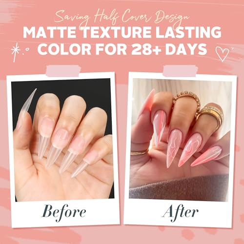 Image of UNA GELLA Clear Stiletto Nails Tips Half Cover Stiletto Gel Nail Tips 216pcs Almond Shape False Acrylic Nail Tips for Faster Gel Nail Extension DIY Art Salon Press On Nails 12 Sizes