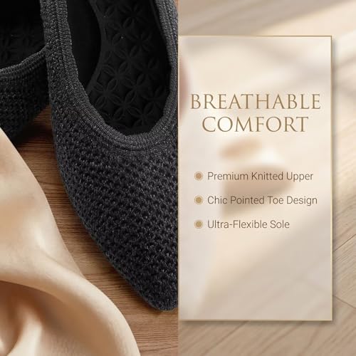 Image of Frank Mully Womens Pointed Toe Flats Knit Dress Shoes Comfort Women Shoes Softable