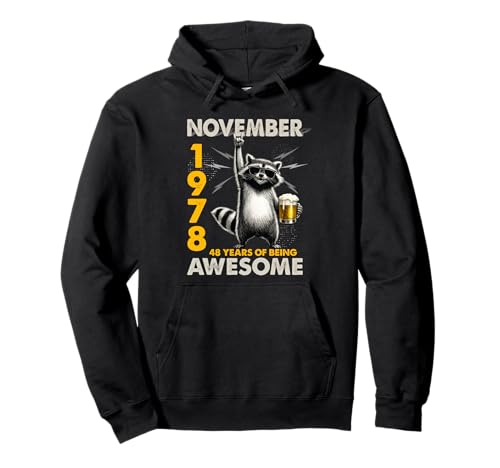 48th Birthday Raccoon November 1978 Vintage 48 Years Old �p�[�J�[