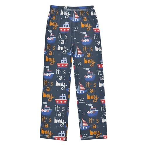 ZZXXB Cruise Ship Boys Long Pants Soft Trousers Elastic Waist Kids Lounge Bottoms with Pockets S-XL