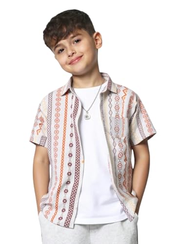 Image of TAGAS Toddler Boys' Striped Short Sleeve Casual Vacation Shirt|Polyester|Regular Fit