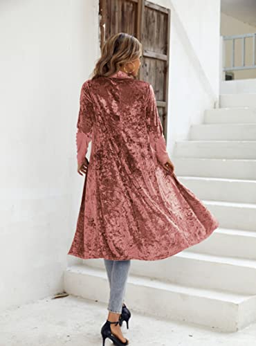 Image of R.Vivimos Women's Long Sleeves Casual Velvet Jacket Open Front Cardigan Coat Outerwear