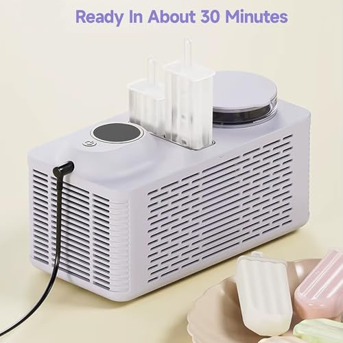 Máquina portátil mini fabricadora de paletas heladas para uso doméstico, blanca, con 4 palitos, hace 2 paletas en 25 minutos, para casa, oficina, auto o camping miniatura 5