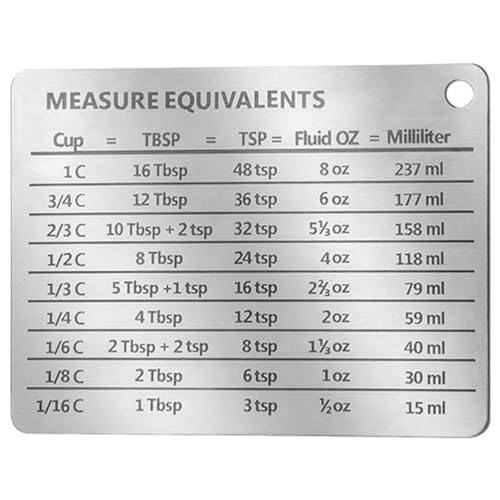 Cabilock Magnetic Kitchen Conversion Chart Easy-Read Measuring Guide for Cups