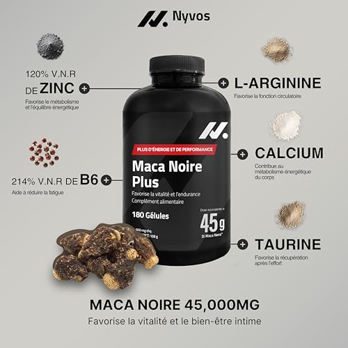 Maca Plus – Testosterone Homme – 45.000 mg Équivalents de Maca Noire (Extrait 100:1), Arginine, Taurine, Vitamine B6 – 180 Gélules. Végan, Sans Gluten ni Lactose. Énergie, Vitalité, Sommeil Réparateur – Image 4