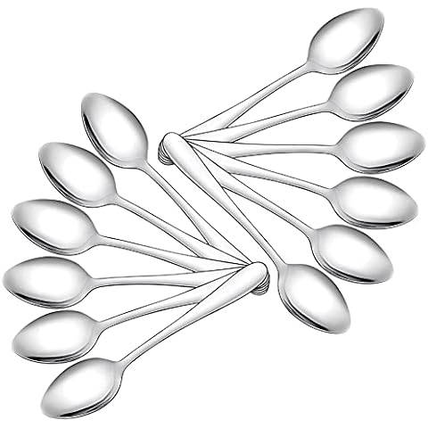 RayPard Tea Spoons, Set of 12, Stainless Steel Polished Teaspoon Set, Dishwasher Safe Cover