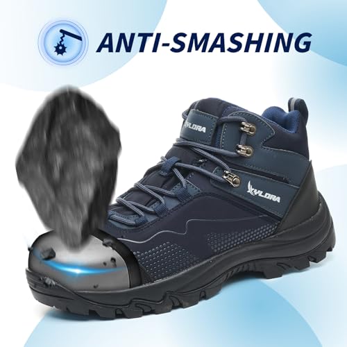 Image of Waterproof Steel Toe Boots for Men Wide Width Non Slip Work Boots Lightweight Slip Resistant Safety Shoes Indestructible Construction Composite Toe Sneakers