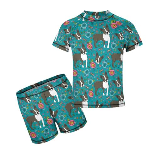 Boston Terrier French BulldogChildren's Swimsuits Boys Two Piece Suit9-11Y（140cm）