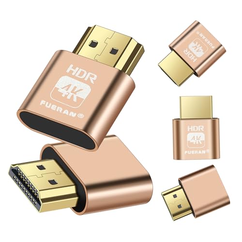 Image of 2 Pack HDMI Dummy Plug HDR 4K@60Hz 2K@120Hz 1080P@144Hz, Virtual Monitor Emulator, Headless Display Adapter, EDID Emulator, Supports for Windows, Mac, Linux - Plug & Play（Deep Gold 4K HDR 2P）
