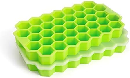 Ice Cube Trays, Arctico 2 Pack Food Grade Silicone Flexible Ice Cube Molds with Lid, BPA Free with Spill-Resistant Removable Lid Ice Cube Molds for Chilled Drinks, Whiskey & Cocktails