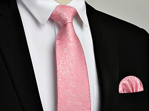 Image of Enlision Ties for Men Floral Tie Handkerchief Cufflinks Set Formal Flower Classic Mens Necktie & Pocket Square Wedding