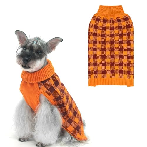PUPTECK Dog Sweaters for Large Medium Small Dogs - Fall Classic Plaid Style Puppy Holiday Winter Coat Clothes Warm - image 1