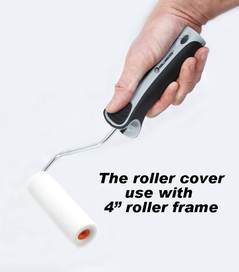 Miniatura 6 de ROLLINGDOG Mini pintura de rodillo de espuma, cubiertas de rodillo de pintura, diseño cóncavo de alta densidad para pintura suave y uniforme (4