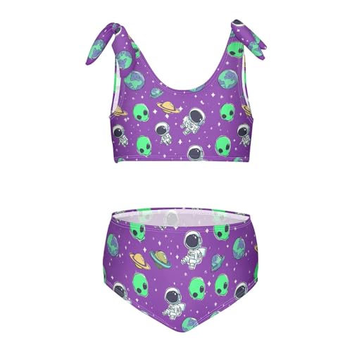 Image of Wusikd Pink Bows Girls Swimsuits Two Piece Hearts Ribbons Swimwear Bikini Set for for Girls Size 11-12T