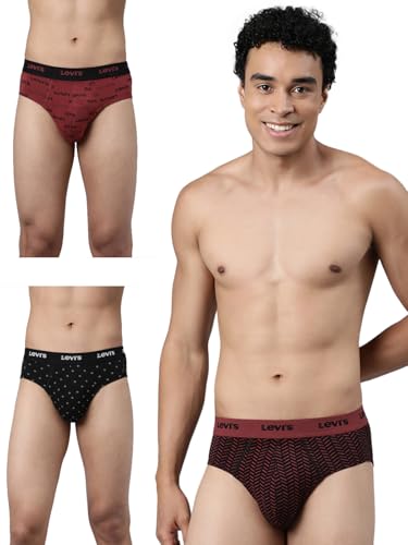 Image of Levi's 021 Brief for Men | Cotton Stretch Fabric | Printed Men's Underwear | Breathable | Anti-Roll Waistband | Extra Supportive Gusset | Functional Fly | Dual Layer 3D Pouch | Tagless | Pack of 3