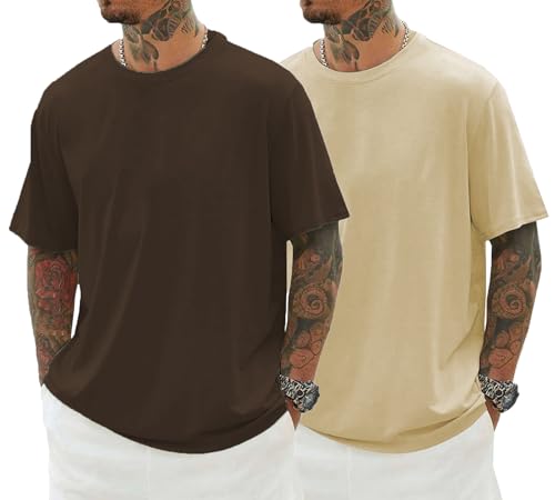 Image of RodZen Oversized Baggy Fit Half Sleeves Round Neck Solid Cotton Blend Combo T-Shirt for Men (Pack of 3)