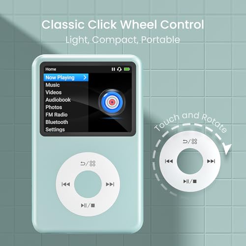 Image of 64Gb Mp3 Player with Bluetooth Y1 Portable Music Digital Players Supports Playlist Audiobook Video Nice Gadget for Kids Teal
