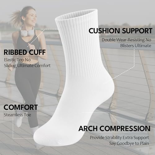 5-8 Pairs Womens Casual Calf Crew Socks Cotton Comfortable and Lightweight Socks for Women Size 5-102