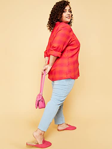 Image of Max Plus Size Women Checked Yarn Dyed Casual Shirt