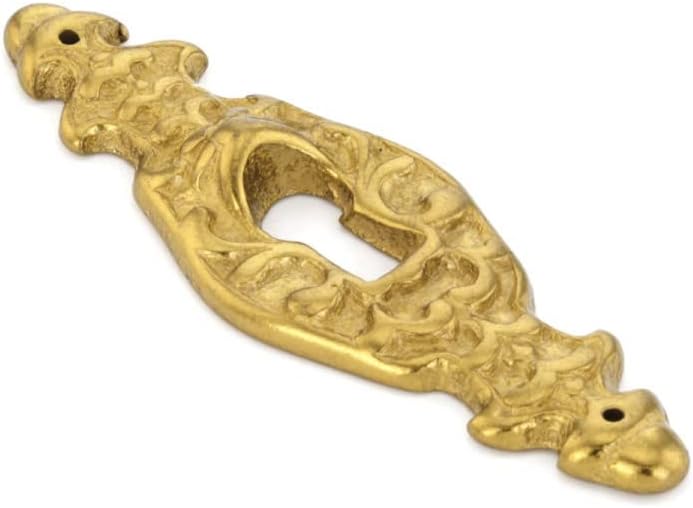Renovators Supply Manufacturing Cast Brass Decorative Keyhole Cover Escutcheon Plate �3 3/16" H X 1" W. Faucet Plate Cabinet Door Key Plate Dresser Key Plate Door Hardware Locks Cover Pack of 4