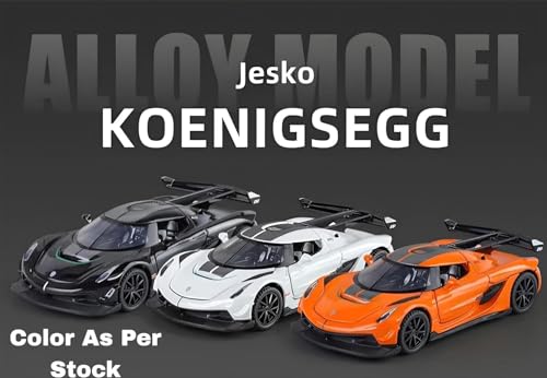 Image of Exclusive Alloy Metal Pull Back Die-Cast Car Diecast Metal Pullback Toy Car with Openable 6 Doors,Light Music Boys Gifts Toys (1:32 Koenigsegg Jesko-Multicolor)