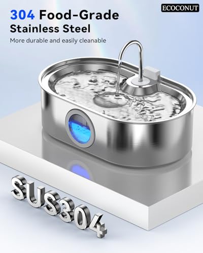 3.4Gal Dog Water Fountain for Large Dogs, 13L Stainless Steel Large Pet Fountain with Deeper & Wider Drinking Area, Automatic Dog Water Bowl Dispenser with Water Window & LED, Super Quiet - Image 5