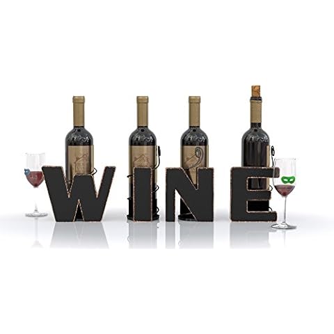 Wine Decor - Metal Wine Bottle Holder - All 4 Letters Wine - Decorative Wine Bottle Holders - Gifts for Wine Lovers - Winery Decor by HouseVines Cover