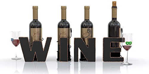 Wine Letter Metal Wine Bottle Holder - All 4 Letters Wine - Decorative Wine Bottle Holders - Gifts For Wine Lovers - By Housevines #TOP4