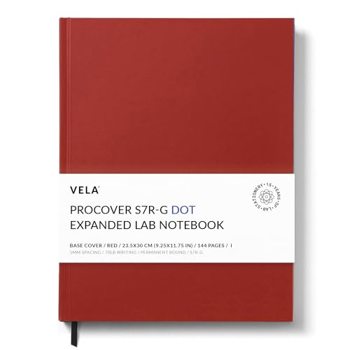 Cuaderno de laboratorio de cuero sintético premium Vela Sciences con papel pesado de puntos