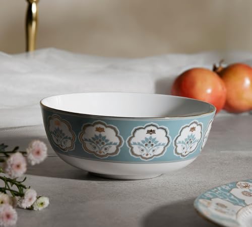 Image of India Circus by Krsnaa Mehta Regal Romance Bone China Serving Bowl | Mixing Bowl | Salad Bowl for Snacks | 6 inch | Set of 1