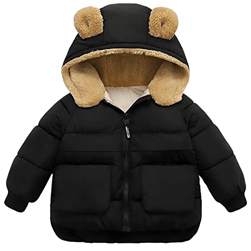 Happy Cherry Girls Boys Down Jackets Baby Coats Outerwear Jackets Little Kids Pockets Thick Cozy Zip Up Outwear Windproof Fleece Lined Clothes Black #TOP20