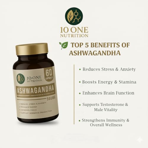 Image of Ashwagandha Gold 500mg - (60 Capsule) | Natural Stress Relief, Improves Strength & Energy | Supports Muscle Mass, Boost Immunity & General Wellness | Ayush Approved | For Men & Women