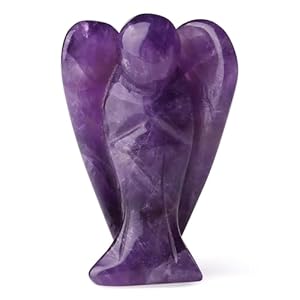 GUJOXILA Amethyst Crystal Angel Healing Crystals Guardian Gift for Women Ornament Reiki Grief Pocket Cute Small Purple 1.5″