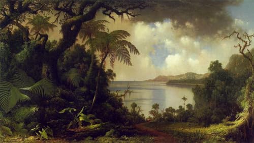 Peinture à l'huile Fern Tree Walk Jamaïque, toile de maître Martin Johnson Heade peinte à la main